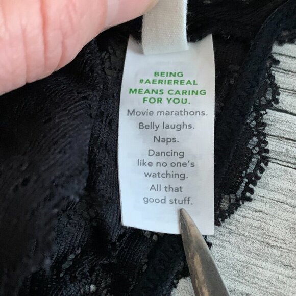 Aerie Black Sheer Lace Padded Strappy Crisscross Back Lingerie Bralette - Picture 7 of 8